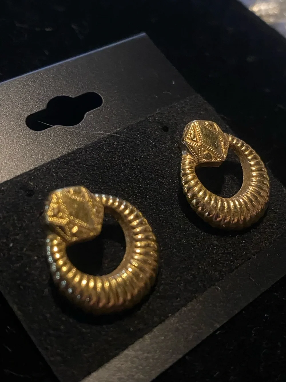 GOLD VINTAGE knocker style hoops(gold tone) - Picture 2 of 8